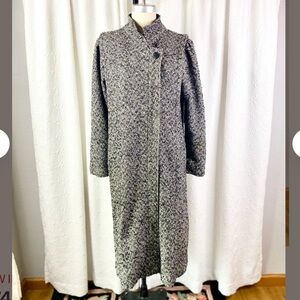 Vintage Tweed Black and White Trench Coat, Size 11